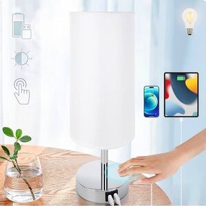 Modern Touch Control Table Lamp with USB Ports